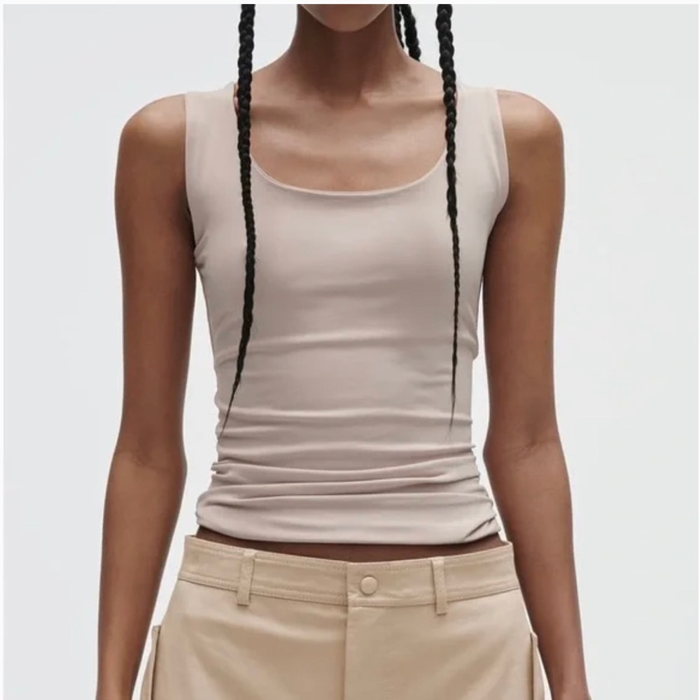 ZARA WIDE STRAP STRETCH TOP - Beige